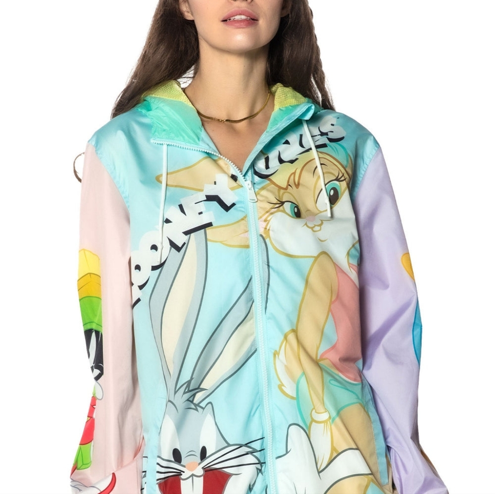 New LOONEY TUNES COLORBLOCK hooded WINDBREAKER JACKET S M L limited edition